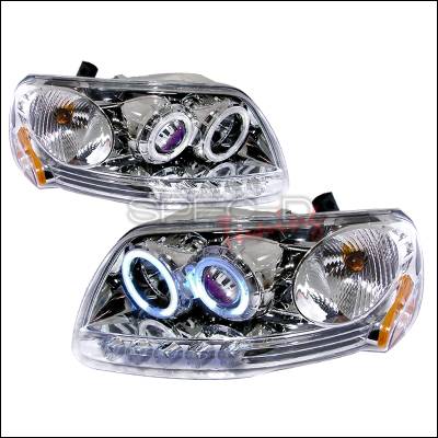 Spec-D - Ford F150 Spec-D CCFL Halo Projector Headlights - Chrome - 4LHP-F150971PCB-KS