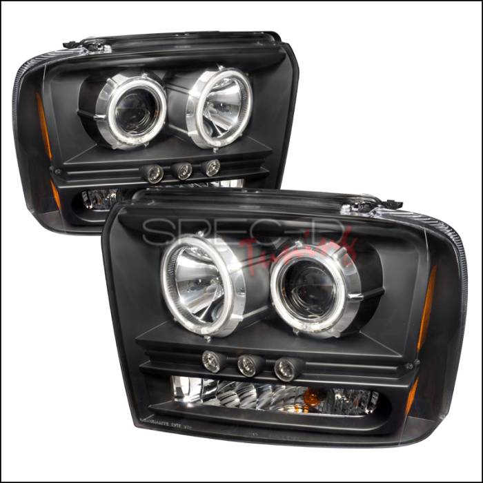 Spec-D - Ford F250 Spec-D CCFL Halo Projector Headlights - Black - 4LHP-F25005JM-KS