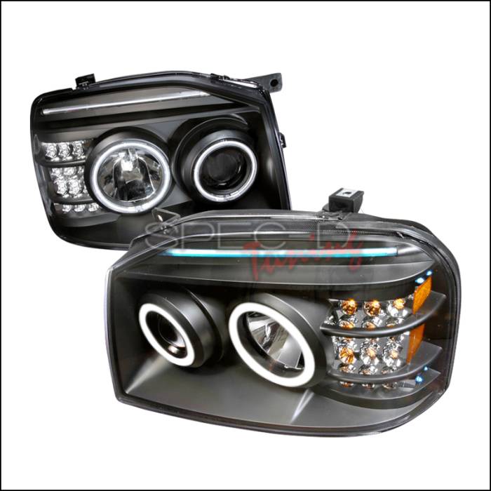 Spec-D - Nissan Frontier Spec-D CCFL Halo Projector Headlights - Black - 4LHP-FRO01JM-KS