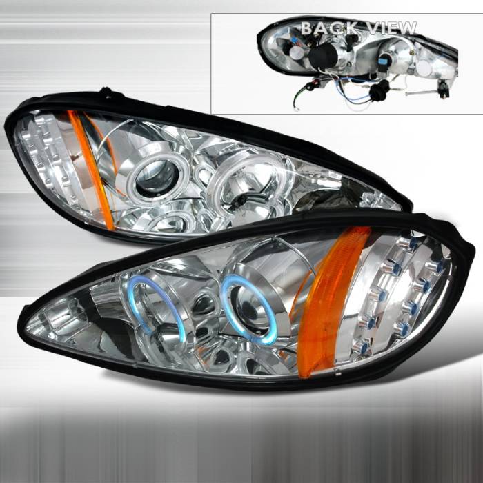 Spec-D - Pontiac Grand Am Spec-D CCFL Halo Projector Headlights - Chrome - 4LHP-GAM99-KS