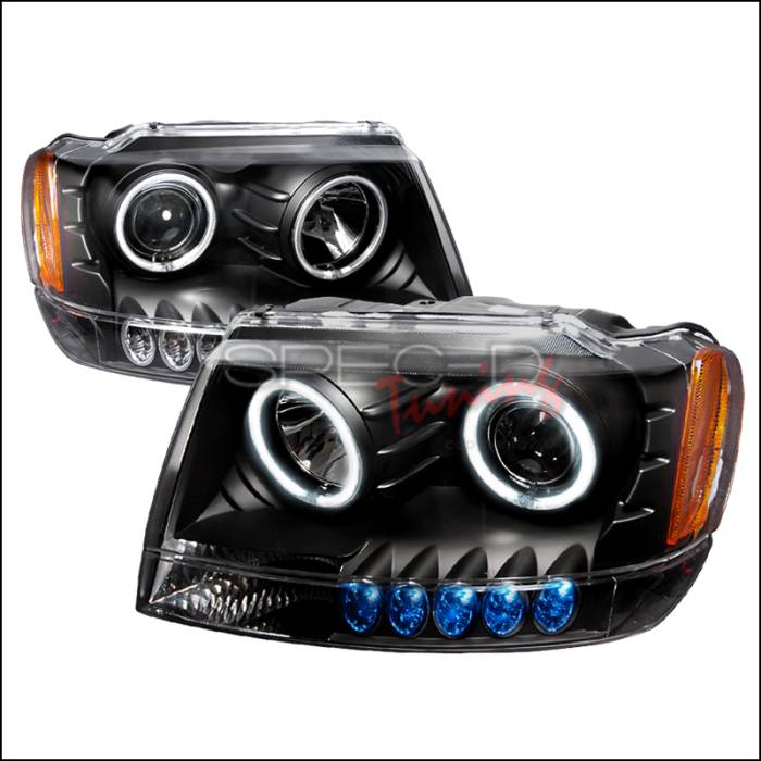 Spec-D - Jeep Grand Cherokee Spec-D CCFL Halo Projector Headlights - Black - 4LHP-GKEE99JM-KS