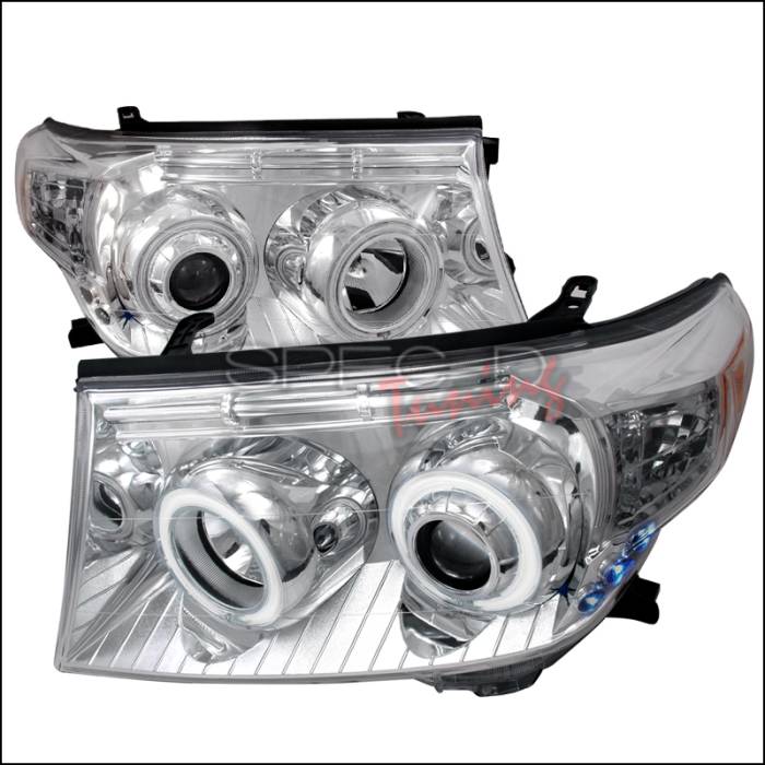 Spec-D - Toyota Land Cruiser Spec-D CCFL Halo Projector Headlights - Chrome - 4LHP-LCR08-KS