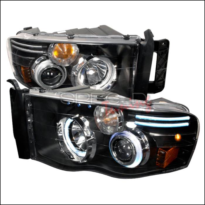 Spec-D - Dodge Ram Spec-D CCFL Halo Projector Headlights - Black - 4LHP-RAM02JM-KS