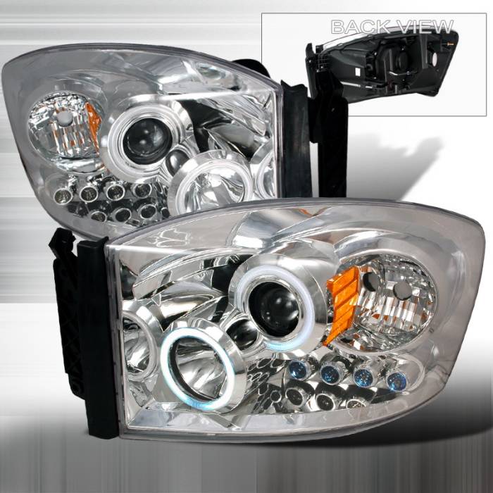 Spec-D - Dodge Ram Spec-D CCFL Halo Projector Headlights - Chrome - 4LHP-RAM06-KS