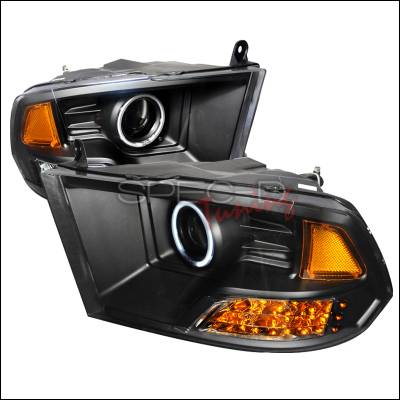 Spec-D - Dodge Ram Spec-D CCFL Halo Projector Headlights - Black - 4LHP-RAM09JM-KS