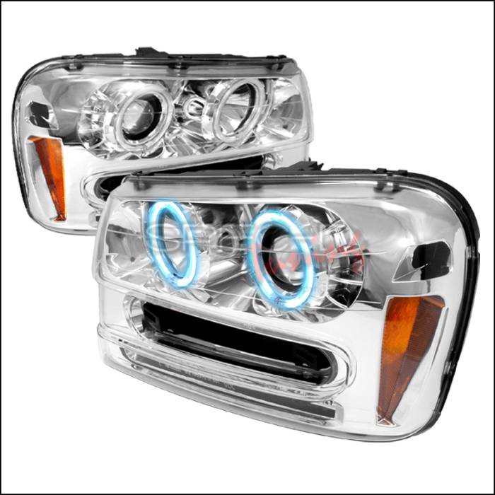 Spec-D - Chevrolet Trail Blazer Spec-D CCFL Halo Projector Headlights - Chrome - 4LHP-TBLZ02-KS