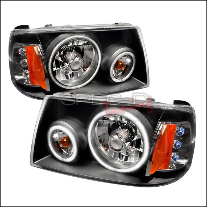 Spec-D - Ford Ranger Spec-D CCFL Halo Euro Headlights - Black - 4LH-RAN01JM-KS