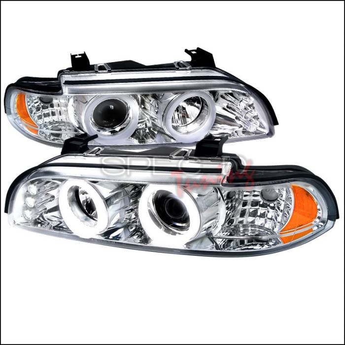Spec-D - BMW 5 Series Spec-D SMD LED Iced Halo Projector Headlight with Chrome Housing - 6LHP-E3997-TM