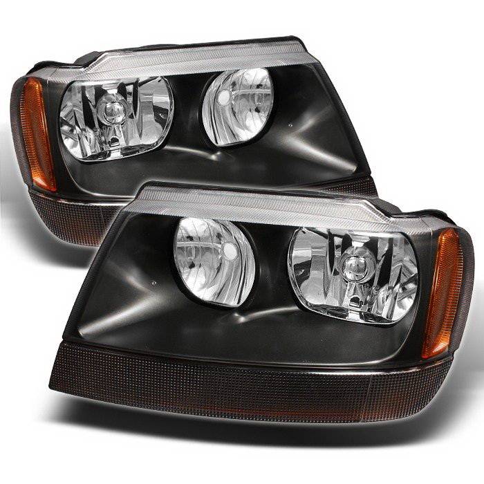 Spyder Auto - Jeep Grand Cherokee Spyder Amber Crystal Headlights - Black - HD-CL-JGC99-AM-BK