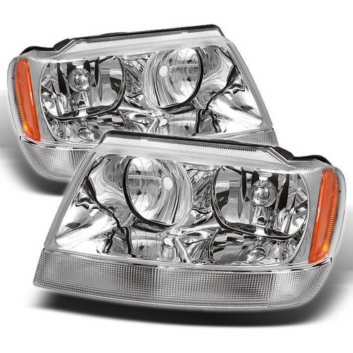 Spyder Auto - Jeep Grand Cherokee Spyder Amber Crystal Headlights - Chrome - HD-CL-JGC99-AM-C