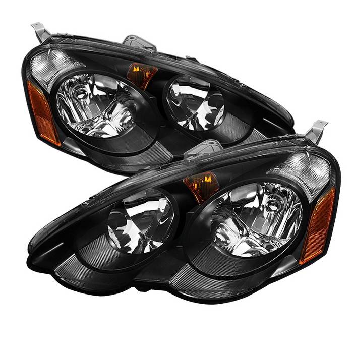 Spyder Auto - Acura RSX Spyder Amber Crystal Headlights - Black - HD-JH-ARSX02-AM-BK
