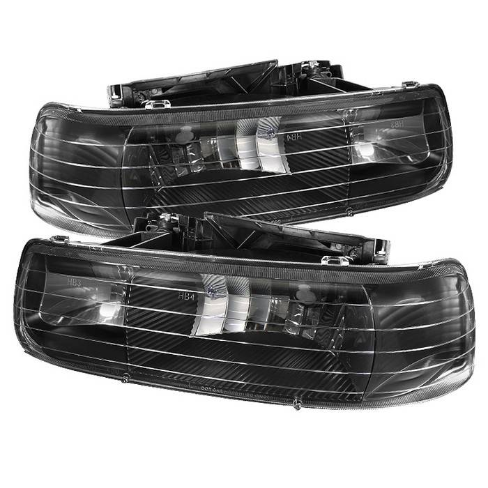 Spyder - Chevrolet Suburban Spyder Amber Crystal Headlights - Black - HD-JH-CSIL99-BK