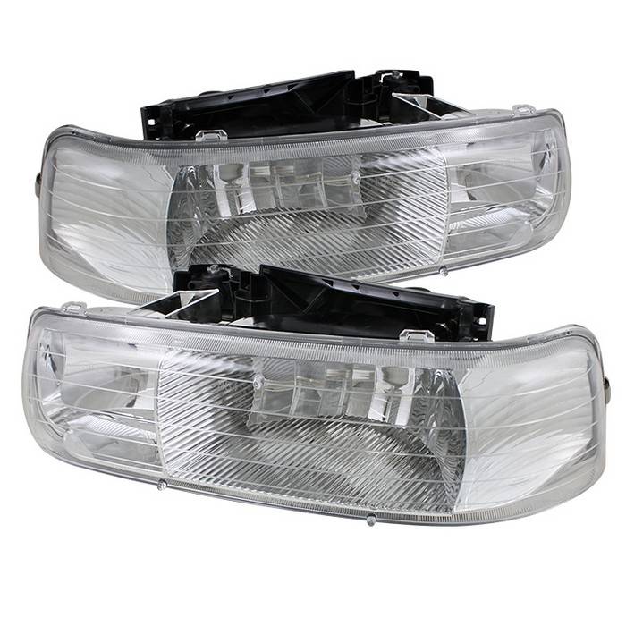 Spyder - Chevrolet Tahoe Spyder Amber Crystal Headlights - Chrome - HD-JH-CSIL99-C