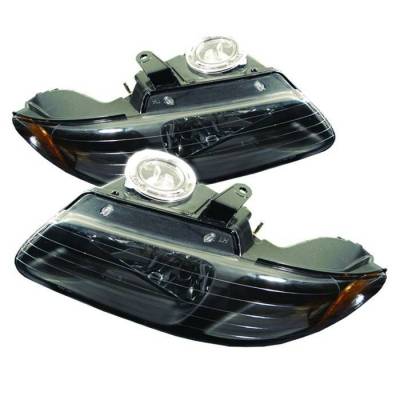 Spyder - Dodge Caravan Spyder Amber Crystal Headlights - Black - HD-JH-DC96-AM-BK