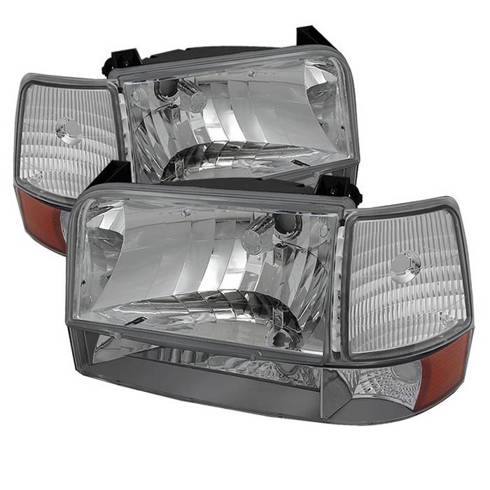 Spyder - Ford F150 Spyder Headlights with Corner Bumper Amber - Chrome - 6PC - HD-JH-FB92-SET-AM-C