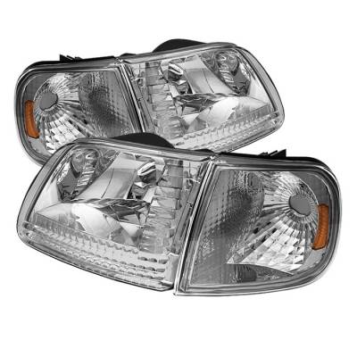 Spyder - Ford Expedition Spyder Crystal Headlights with Corner - Chrome - HD-JH-FF15097-SET-AM-C