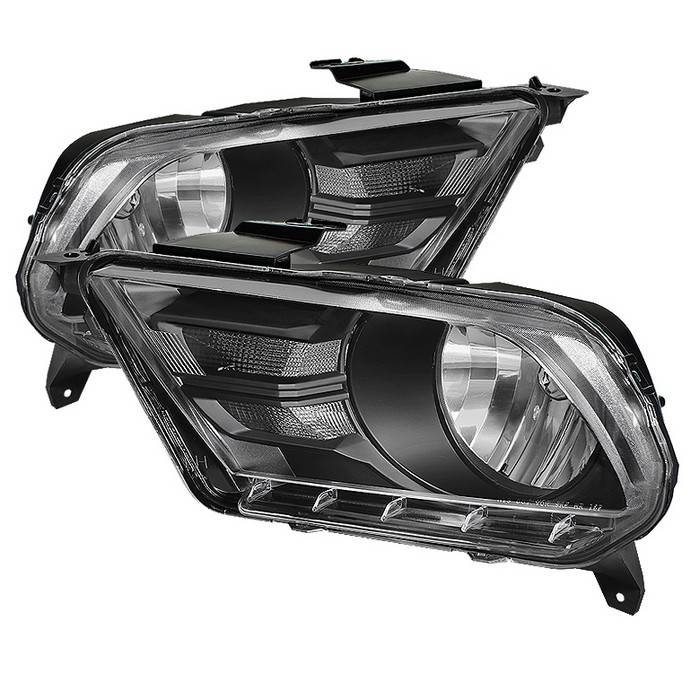 Spyder - Ford Mustang Spyder Crystal Headlights - Black - HD-JH-FM2010-BK