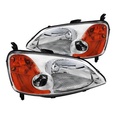 Spyder - Honda Civic 2DR & 4DR Spyder Crystal Headlights - Chrome - HD-JH-HC01-AM-C