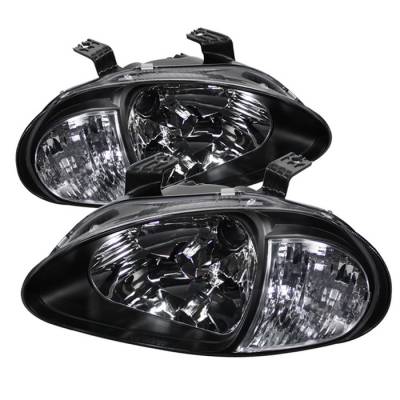 Spyder - Honda Del Sol Spyder Crystal Headlights - Black - 1PC - HD-ON-HDEL93-1P-BK