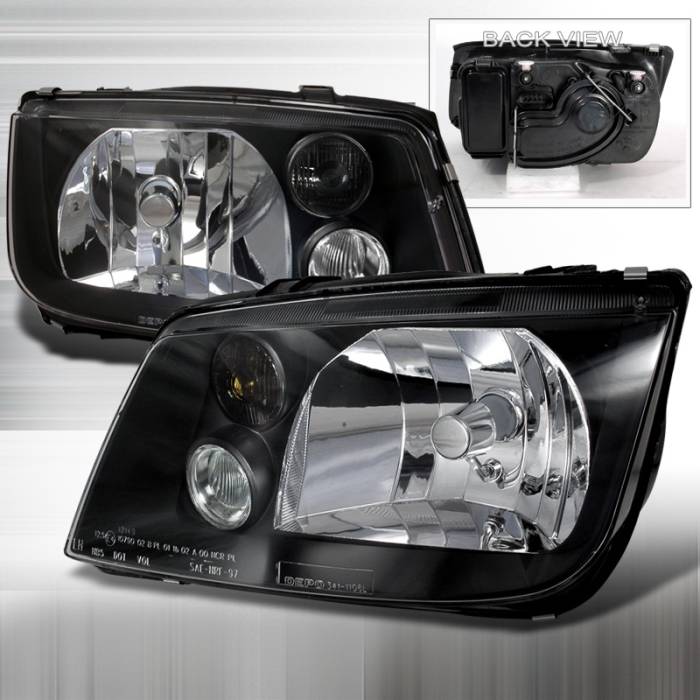 Spec-D - Volkswagen Jetta Spec-D Crystal Housing Headlights - Black - LH-JET99JM-DP