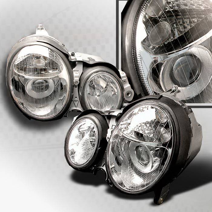 Spec-D - Mercedes-Benz E Class Spec-D Halo Projector Headlights - Chrome - LHP-BW21000-KS
