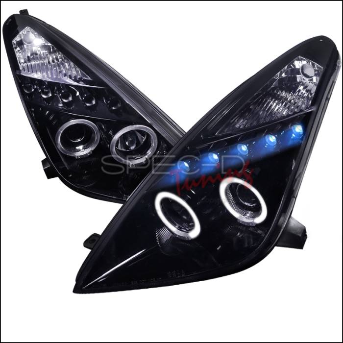 Spec-D - Toyota Celica Spec-D Black Housing Projector - Smoked Lens Gloss - LHP-CEL00G-TM