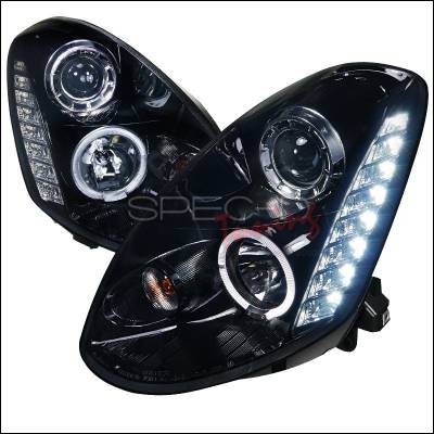 Spec-D - Infiniti G35 Spec-D Projector Headlights with Gloss Black Housing & Smoked Lens - LHP-G35054G-TM