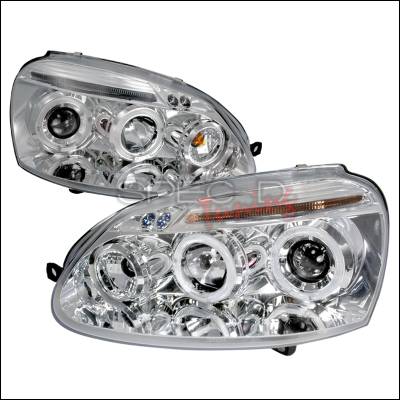 Spec-D - Volkswagen Jetta Spec-D Halo LED Projector Headlights - Chrome - LHP-GLF05-TM