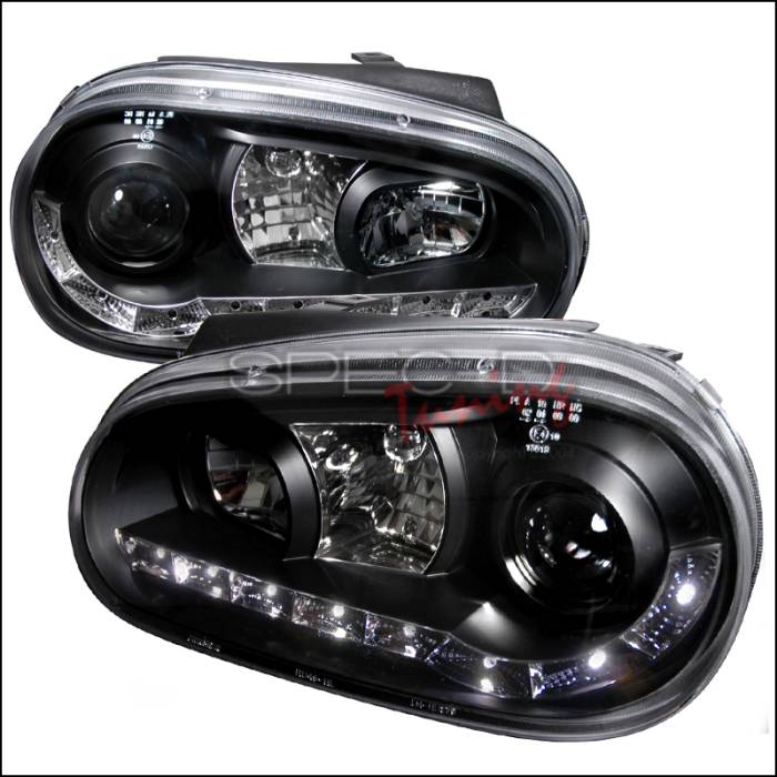 Spec-D - Volkswagen Golf Spec-D R8 Style Halo LED Projector - Black - LHP-GLF99JM-8-TM