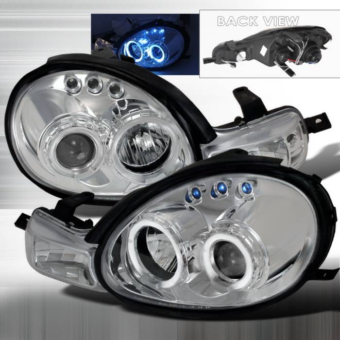 Spec-D - Dodge Neon Spec-D Halo LED Projector Headlights - Chrome - LHP-NEO00-TM