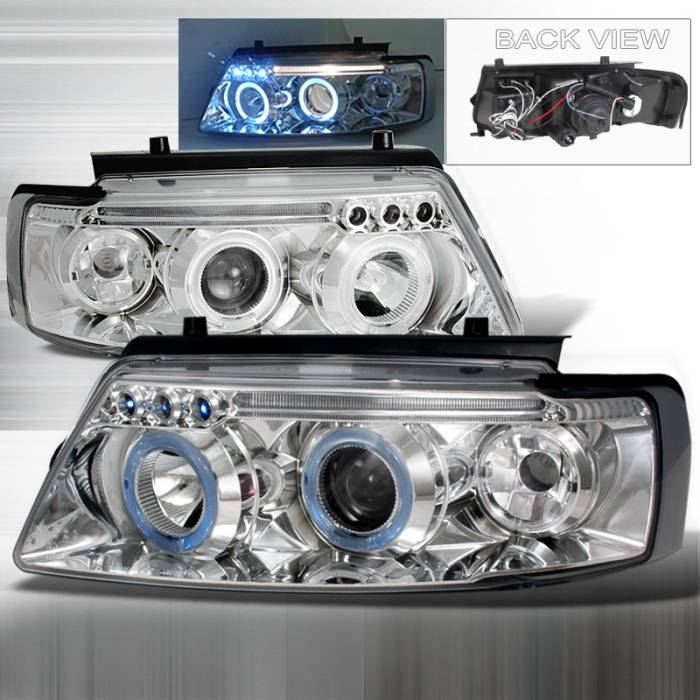 Spec-D - Volkswagen Passat Spec-D Halo LED Projector Headlights - Chrome - LHP-PAS97-TM