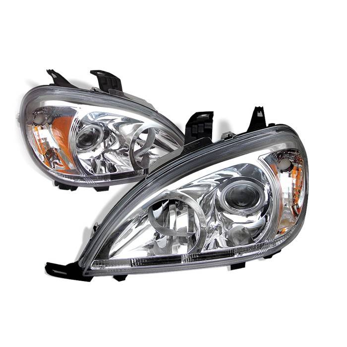 Spyder - Mercedes-Benz ML Spyder Amber Projector Headlights - Chrome - PRO-CL-MBW16398-AM-C