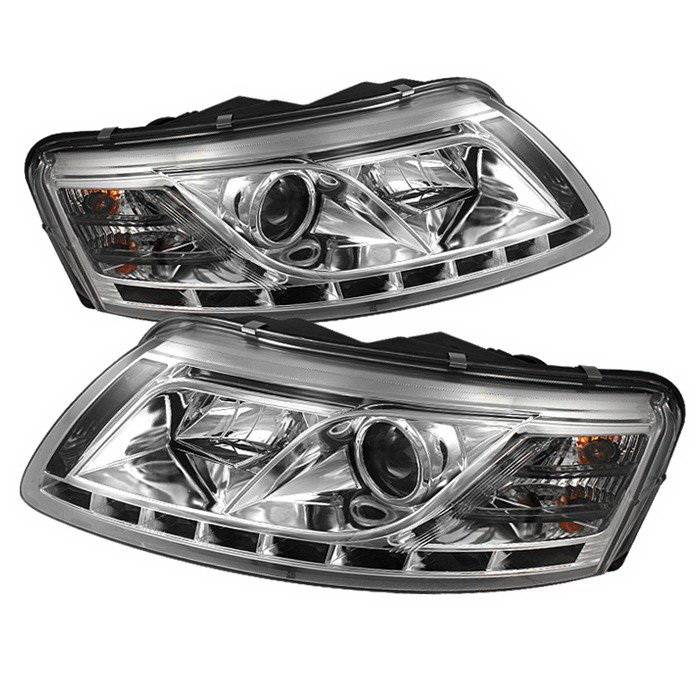 Spyder Auto - Audi A6 Spyder Daytime Running LED Projector Headlights - Chrome - PRO-YD-ADA605-HID-DRL-C