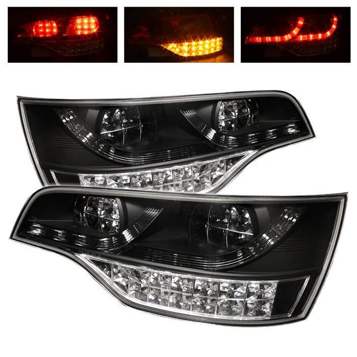 Spyder - Audi Q7 Spyder LED Taillights - Black - 111-AQ707-LED-BK