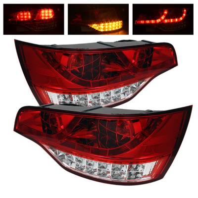 Spyder - Audi Q7 Spyder LED Taillights - Red Clear - 111-AQ707-LED-RC