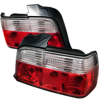 Spyder Auto - BMW 3 Series 4DR Spyder Crystal Taillights - Red Clear - 111-BE3692-4D-LED-SM