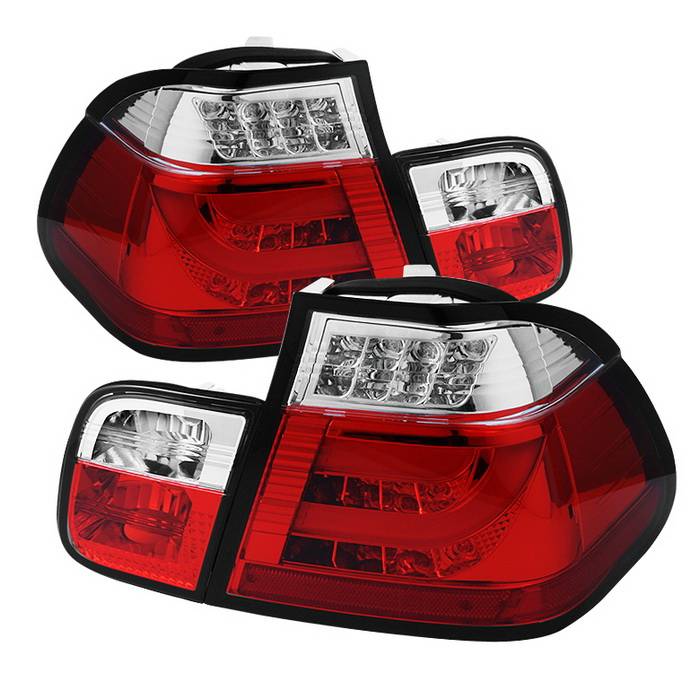 Spyder Auto - BMW 3 Series 4DR Spyder LED Light Bar Taillights - Red Clear - 111-BE4602-4D-LBLED-BK