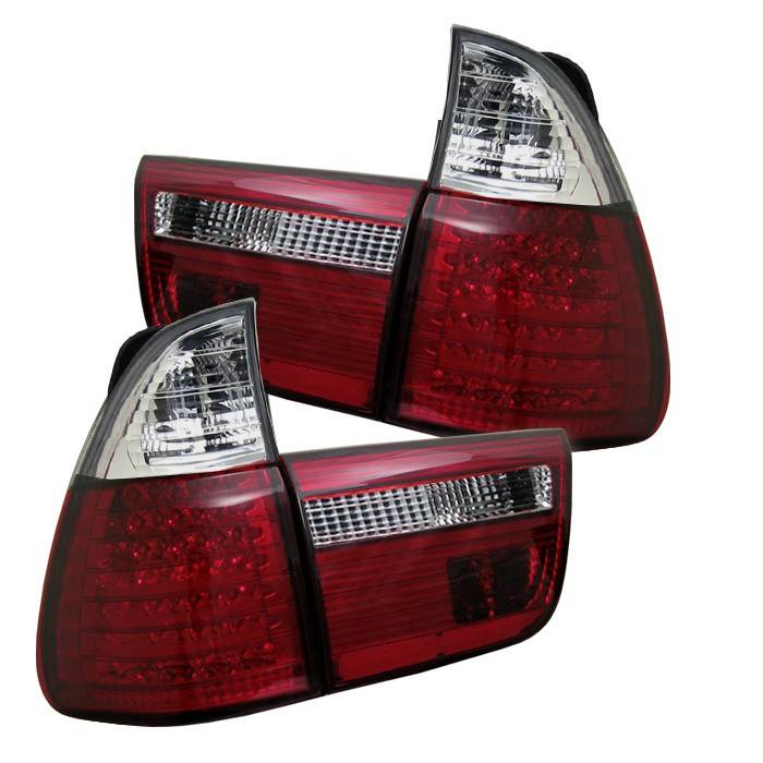 Spyder - BMW X5 Spyder LED Taillights - Red Clear - 4PC - 111-BE5300-LED-RC