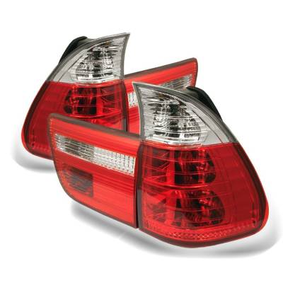 Spyder - BMW X5 Spyder Euro Style Taillights - Red Clear - 4PC - 111-BE5300-RC