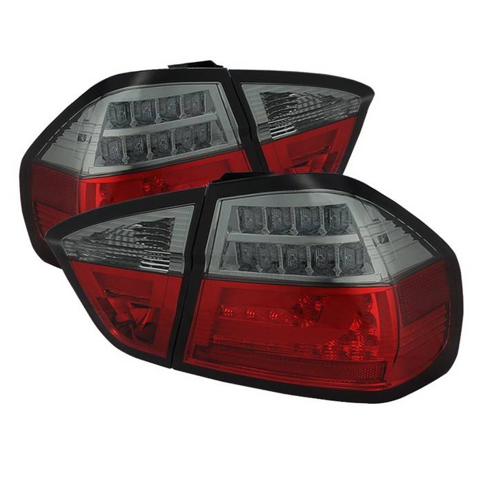 Spyder - BMW 3 Series 4DR Spyder LED Indicator Light Bar LED Taillights - Red Smoke - 111-BE9006-LBLED-G2-RS