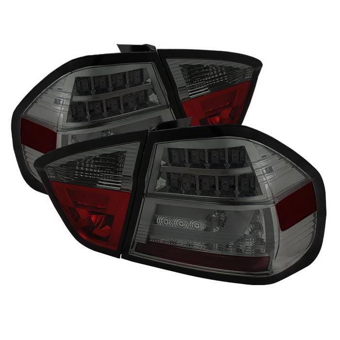 Spyder - BMW 3 Series 4DR Spyder LED Indicator Light Bar LED Taillights - Smoke - 111-BE9006-LBLED-G2-SM