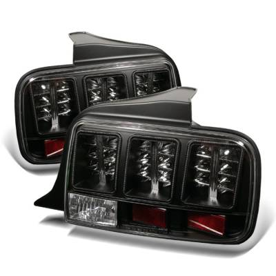Spyder Auto - Ford Mustang Spyder LED Taillights - Black - 111-FM05-LED-BK