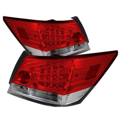 Spyder - Honda Accord 4DR Spyder LED Taillights - Red Clear - 111-HA08-4D-LED-RC