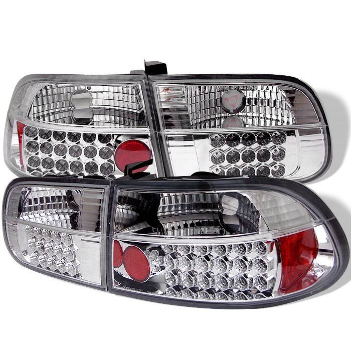 Spyder - Honda Civic HB Spyder LED Taillights - Chrome - 111-HC92-3D-LED-C