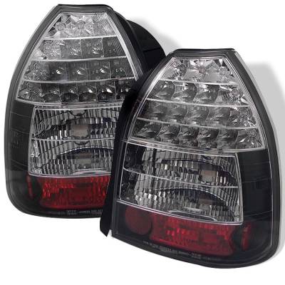Spyder - Honda Civic HB Spyder LED Taillights - Black - 111-HC96-3D-LED-BK