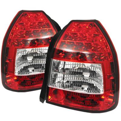 Spyder - Honda Civic HB Spyder LED Taillights - Red Clear - 111-HC96-3D-LED-RC