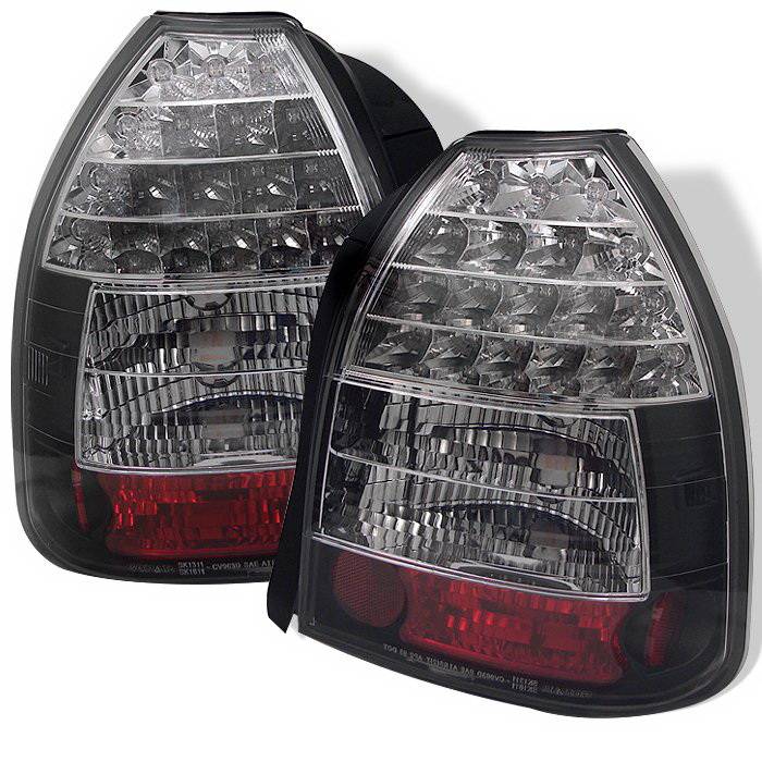 Spyder Auto - Honda Civic HB Spyder LED Taillights - Black - 111-HC96-4D-BK