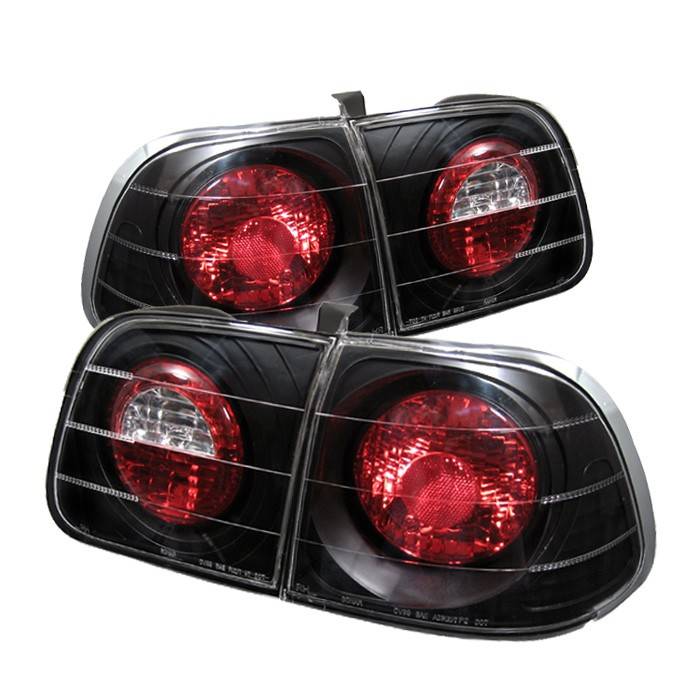 Spyder - Honda Civic 4DR Spyder Euro Style Taillights - Black - 111-HC99-4D-BK