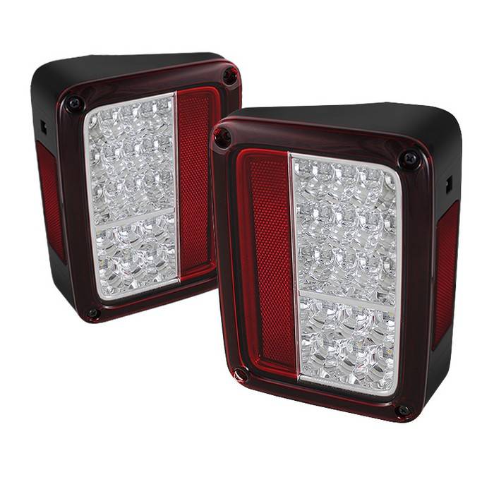 Spyder - Jeep Wrangler Spyder LED Taillights - Red Clear - 111-JWA07-LED-RC