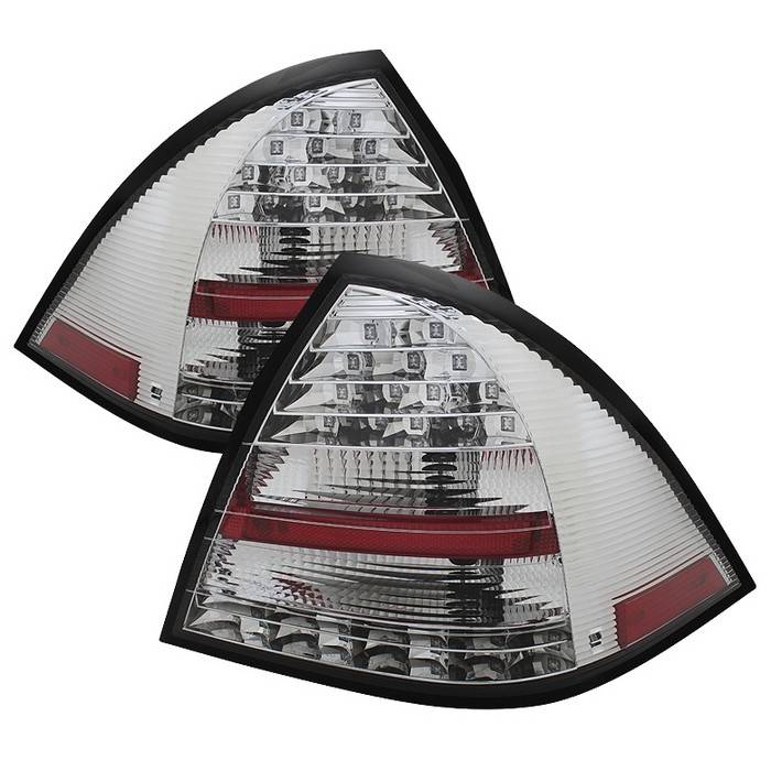 Spyder - Mercedes-Benz C Class Spyder LED Taillights - Chrome - 111-MBZC01-LED-C